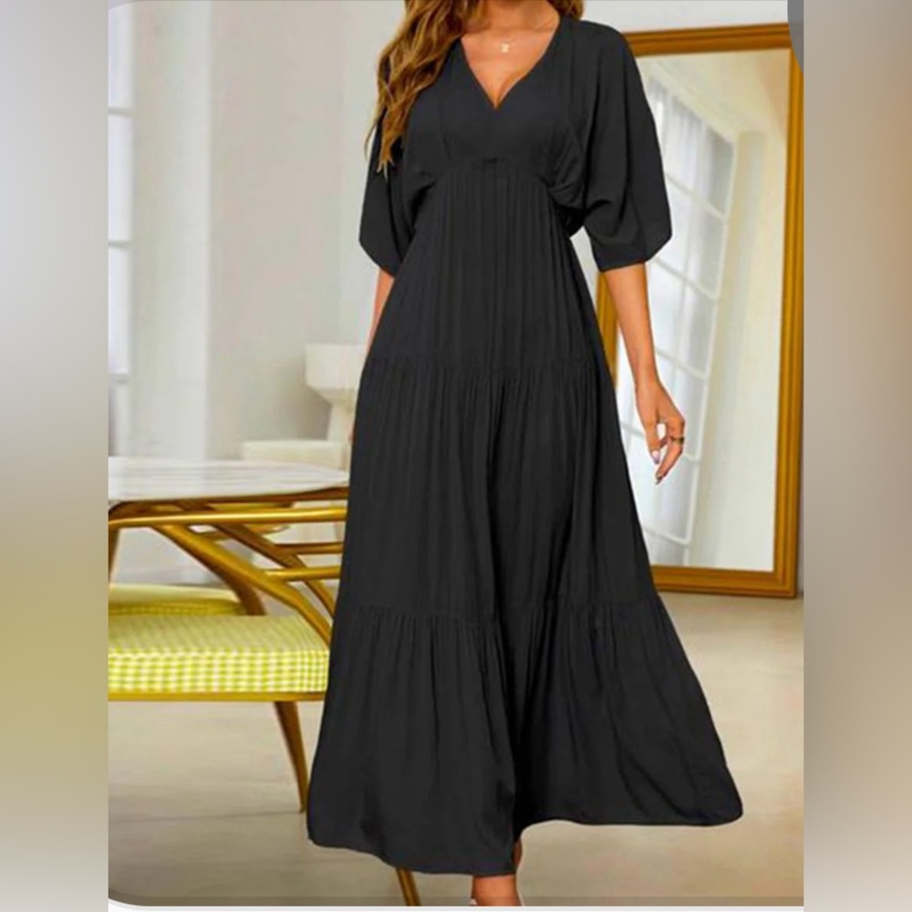 Bloody Plain Black Maxi Dress Size Large - NWT